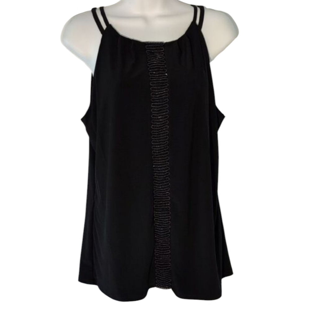 White House Black Market Black Tank Top with Strappy Detail